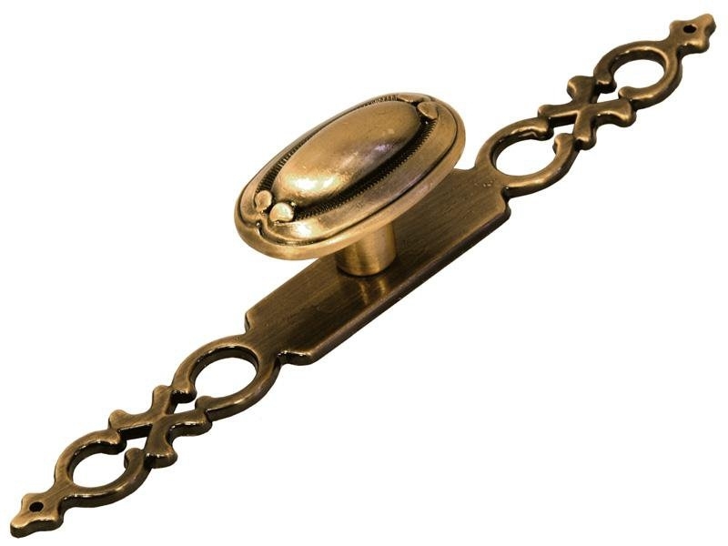 Ручка мебельная Maestro / Маэстро с накладкой, из металла, цвет античная бронза, 135х23х26мм, 1шт. в упаковке / фурнитура для мебели