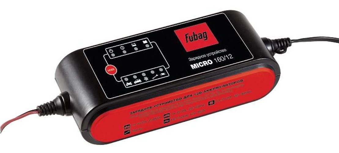 Зарядное устройство Fubag / Фубаг MICRO 160/12 для инструмента, для одного аккумулятора, в пластиковом корпусе, AGM, GEL, WET, 8А, 12В / зарядник