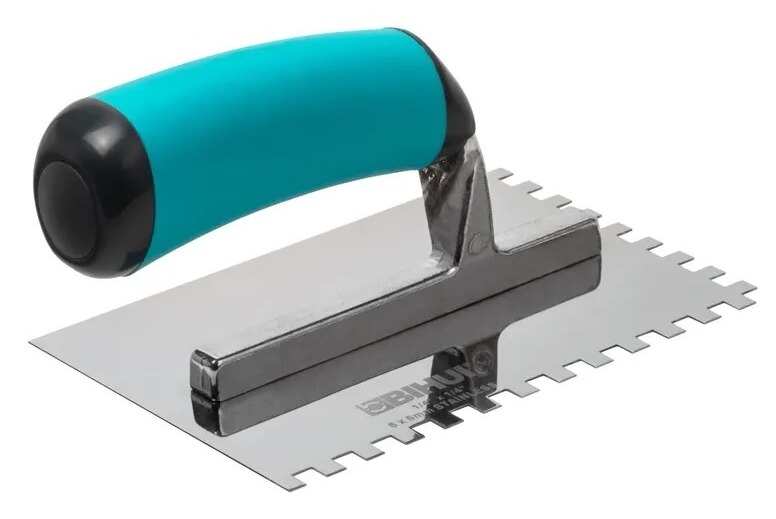 Шпатель зубчатый BIHUI / Бихай для штукатурно-отделочных работ, из нержавеющей стали, серый, 160×115мм / гребенка