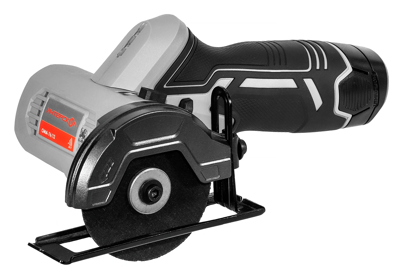 Шлифмашина угловая Интерскол ОМА-76/12 аккумуляторная, в кейсе, посадочный диаметр 10мм, М5, диск 76мм, 12В, 12500об/мин / болгарка