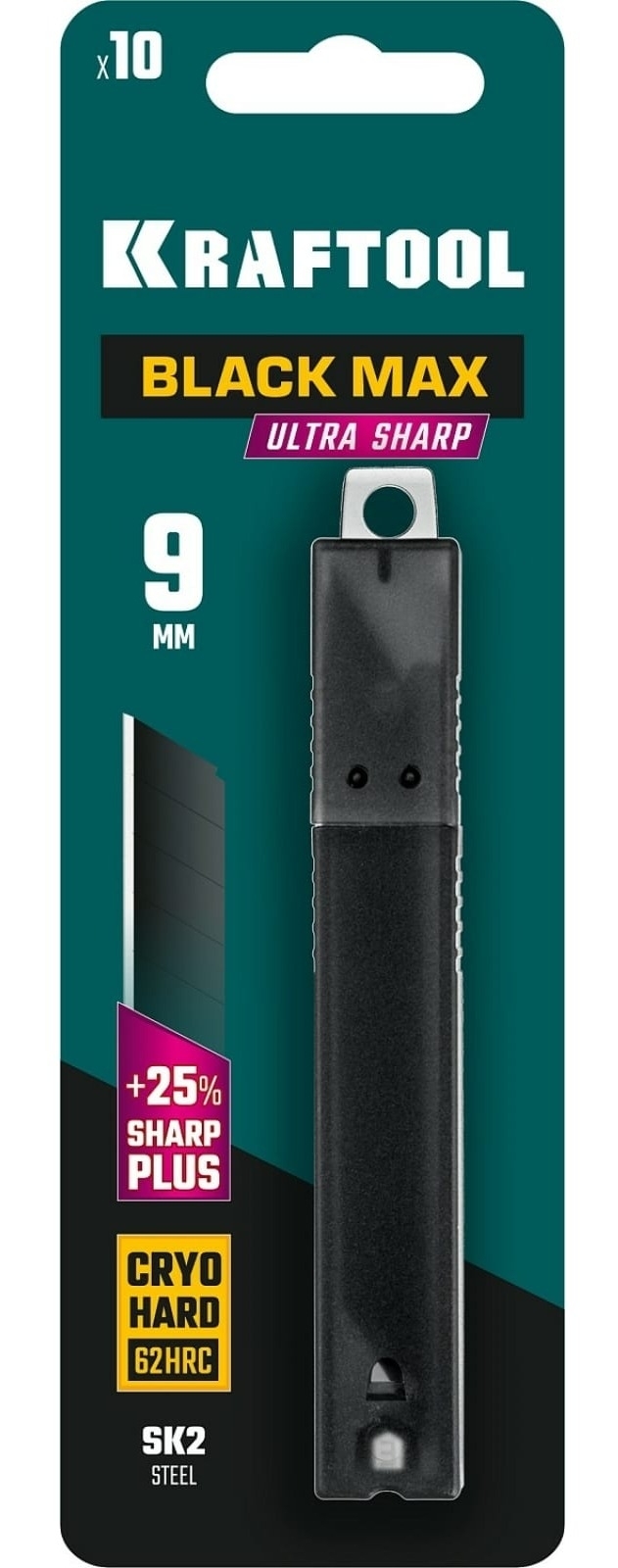 Лезвия KRAFTOOL / Крафтул сегментированные, для ножа, из легированной стали SK-2, 9мм, 10шт. / инструменты