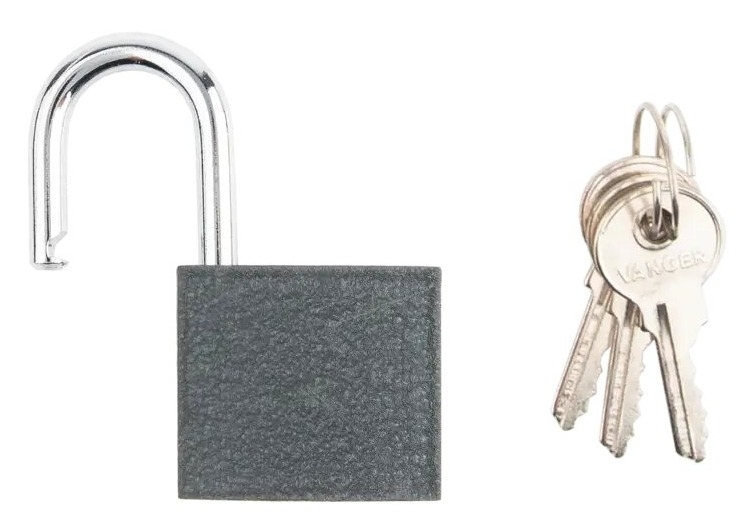 Замок навесной Vanger / Вангер PD-01-38 цилиндровый, чугунный, 3 ключа, дужка диаметром 4.9мм / средства защиты
