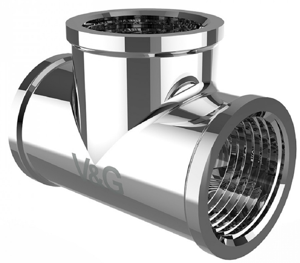 Тройник V&G / В&Г для труб, из латуни, серый, внутренняя резьба диаметр 1/2дюйма / водоснабжение