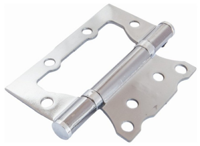 Петля мебельная СКОБЯНОЙ накладная, металлическая, цвет глянцевый хром, 100мм, 2шт. / фурнитура