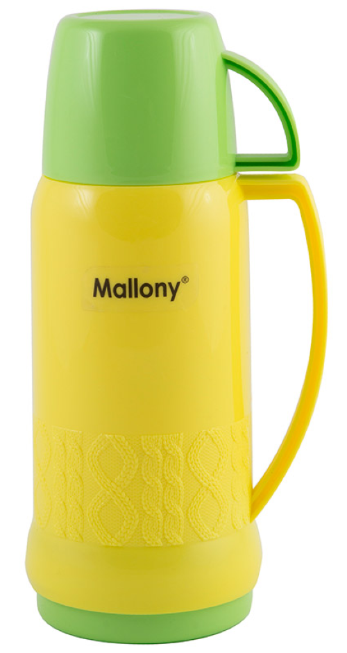 Термос Mallony / Маллони FIALA для напитков, из стекла и пластика, желтый, 0.45л / термопосуда