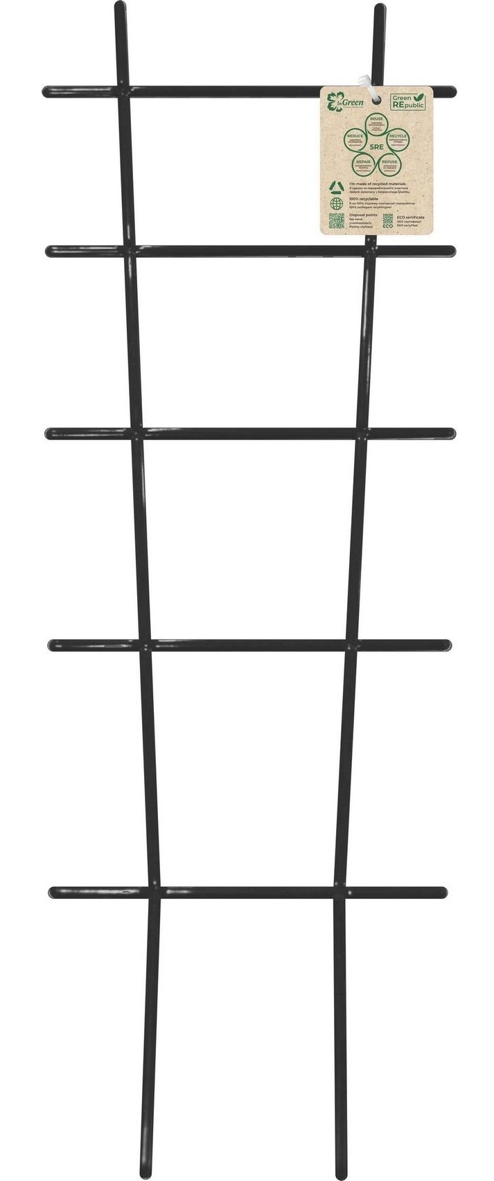 Опора для растений InGreen / Ингрин Оникс пластиковая, черная, 50×18см / кустодержатель