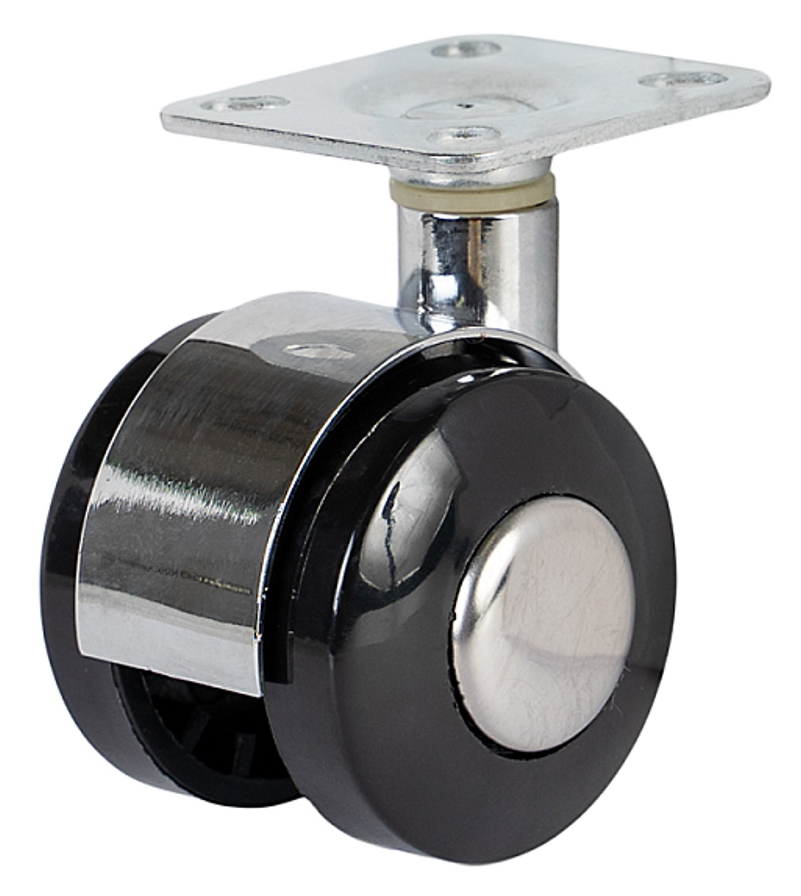 Мебельное колесо Larvij / Ларвидж LZP-40 двойное, поворотное, на платформе, пластиковое, черное, диаметр 40мм / фурнитура