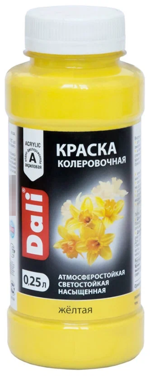 Колер для краски Dali / Дали атмосферостойкий, светостойкий, насыщенный, цвет желтый, 0.25л / строительство и ремонт