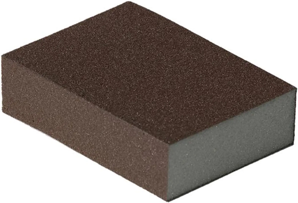 Губка шлифовальная Flexifoam / Флексифоам Block ZF для ровных поверхностей и углов, поролоновая с абразивным слоем, серая, 98×26×69мм, зернистость P80 / инструменты