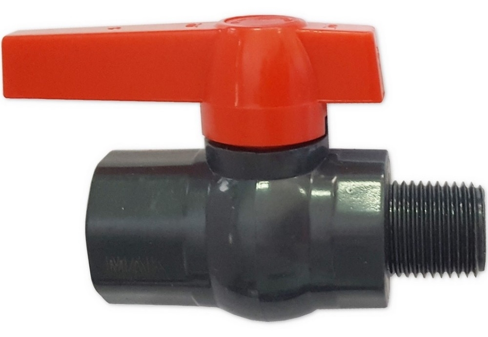 Кран шаровый для воды MIXTON / Микстон прямой, пластиковый, черный, резьба 1/2дюйма, диаметр трубы 15мм / запорная арматура