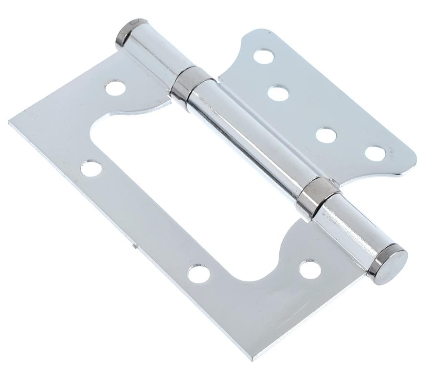 Петля мебельная СКОБЯНОЙ накладная, металлическая, цвет матовый хром, 100мм, 2шт. / фурнитура