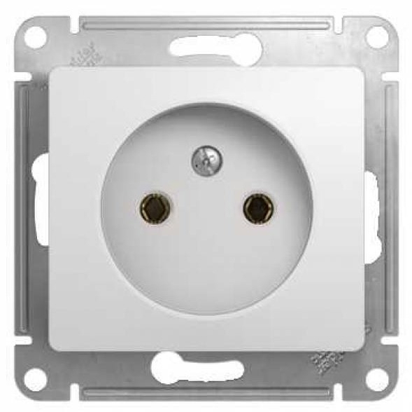 Розетка Schneider Electric / Шнайдер GLOSSA GSL000141 1-местная, без заземления, без защитных шторок, из пластика, цвет белый, 71×71×37мм, 16А, IP20