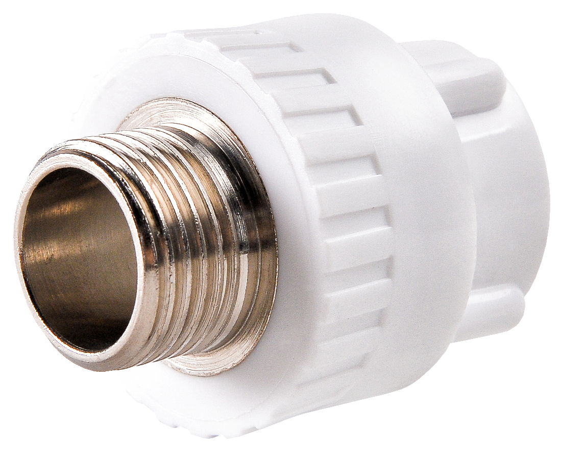 Муфта комбинированная РВК с наружной резьбой, полипропиленовая, белая, диаметр подключения 32мм, резьба 1дюйм / фитинги
