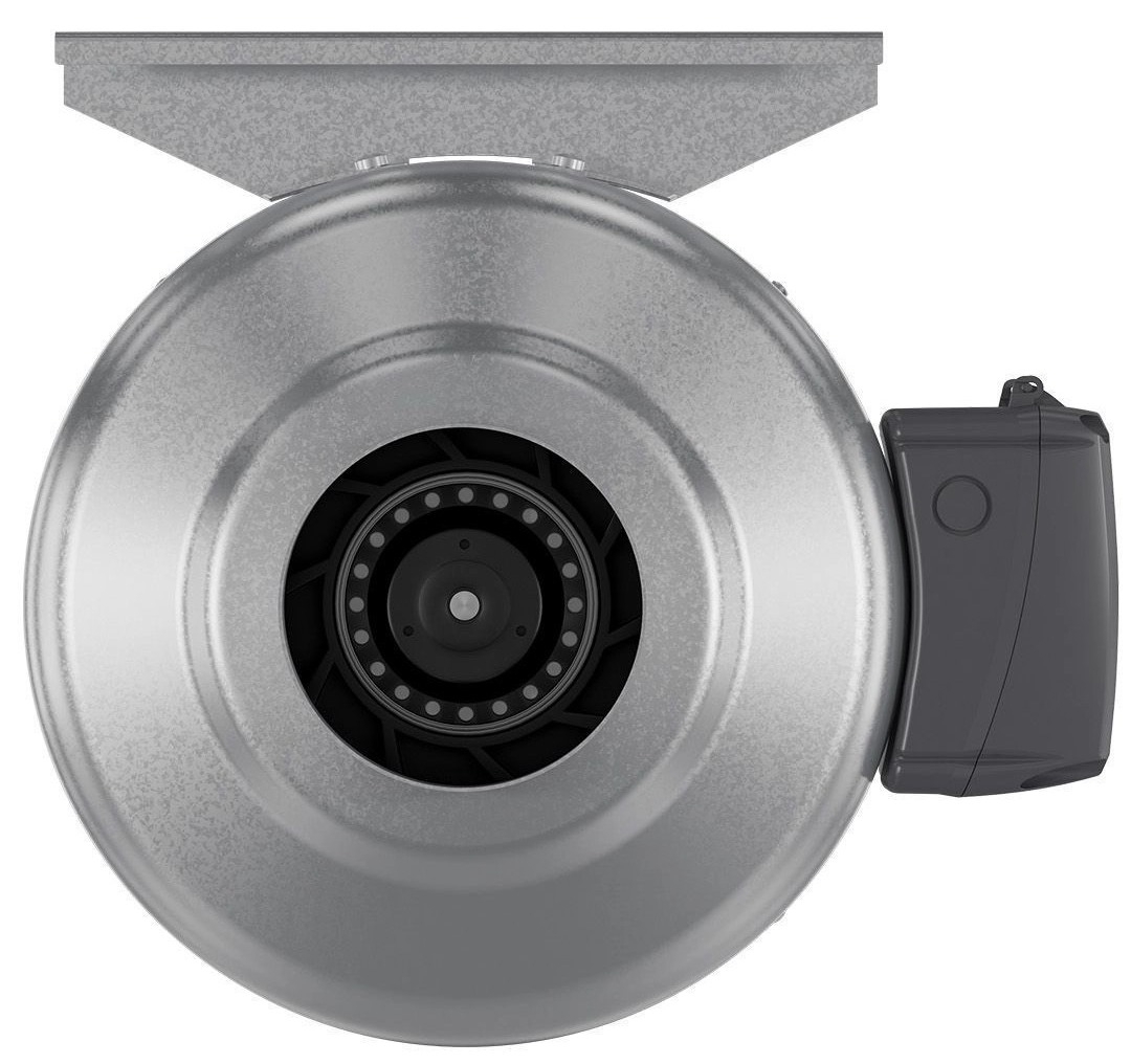 Вентилятор канальный ЭРА MARS GDF 100 центробежный, из стали, серебристый, 220В, 100мм, 49дБ, размером 298х243х194мм, 63Вт / вентиляция