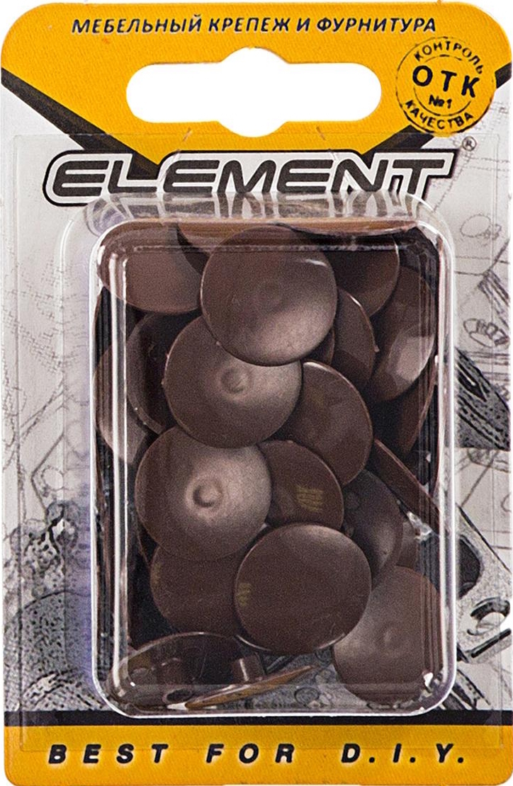 Заглушка декоративная Element / Элемент на эксцентрик, пластиковая, цвет дуб, 17мм, 40шт. / строительство и ремонт