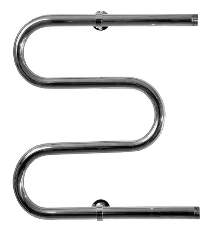 Полотенцесушитель водяной ТРУГОР М1" М-образный с внешней резьбой, горизонтальное подключение, из нержавеющей стали, хром, 1дюйм, 600х600х150мм, 198Вт / отопление