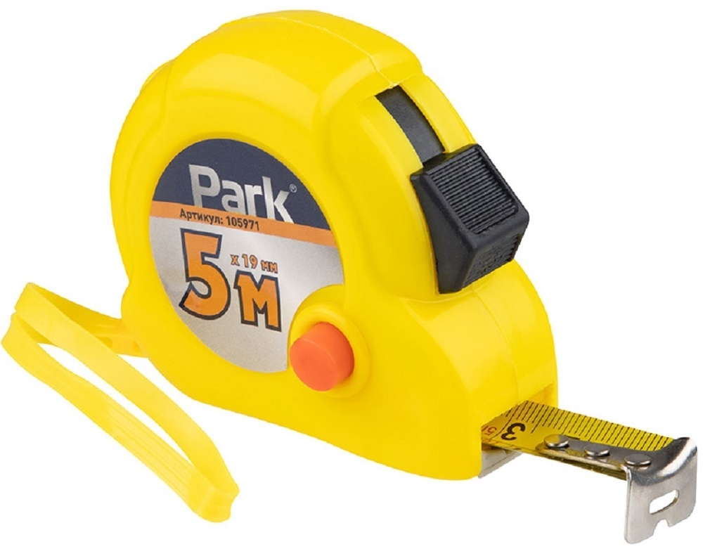 Измерительная рулетка PARK / Парк с фиксатором, корпус из пластика, металлическая лента, 5м / строительство и ремонт