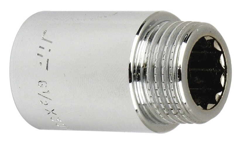 Удлинитель сантехнический СТМ хромированный, из латуни, внутренняя и наружная резьба 1дюйм, длина наращивания 40мм / фитинг
