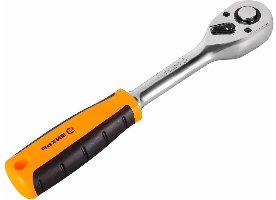 Трещотка ВИХРЬ ключ с храповым механизмом, двухкомпонентная рукоятка, из хромованадиевой стали, 1/2дюйма, длина 255мм / инструменты