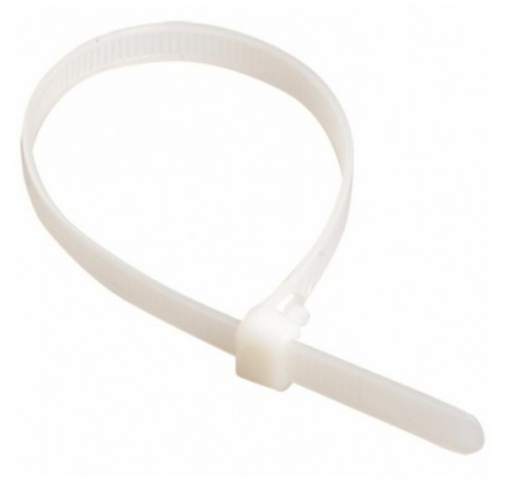 Хомут стяжка MIXTON / Микстон кабельный, нейлоновый, белый, 4.6×300мм, 10шт. / крепеж