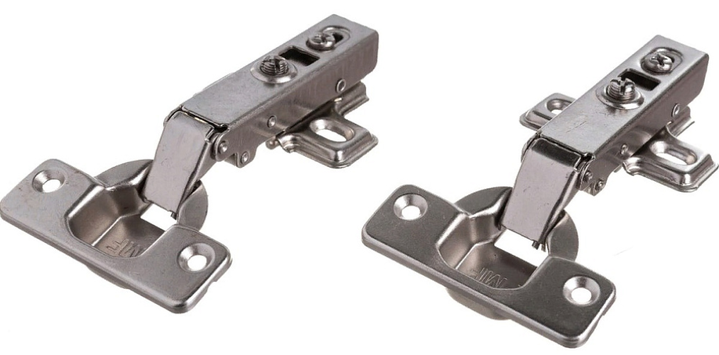 Петля мебельная СКОБЯНОЙ Лягушка с доводчиком врезная, стальная, цвет серый, высота 40мм, 2шт. / фурнитура