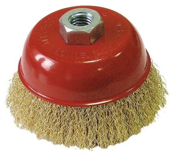 Щетка крацовка 888 для УШМ, чашка, крученая, стальная, омедненная проволока, 150мм / инструменты