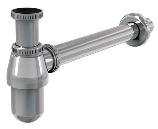 Сифон сливной ALCAPLAST / Алькапласт A431 для раковины цельнометаллический, из латуни, серый, 32мм / сантехника