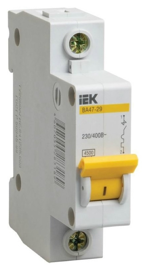 Автоматический выключатель IEK / ИЕК ВА47-29 однополюсной, в пластиковом корпусе, белый, 230-400В, 6А, 4.5кА, IP20 / электрика
