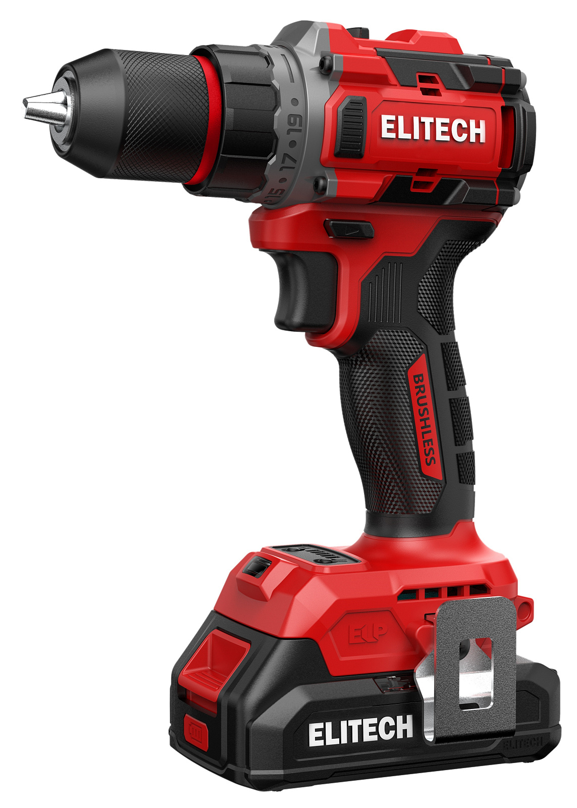 Дрель-шуруповерт аккумуляторная Elitech / Элитеч ДА 20БЛ2 с подсветкой, в кейсе, 20В, Li-Ion 4А/ч, 60Нм, 2 скорости / электроинструмент