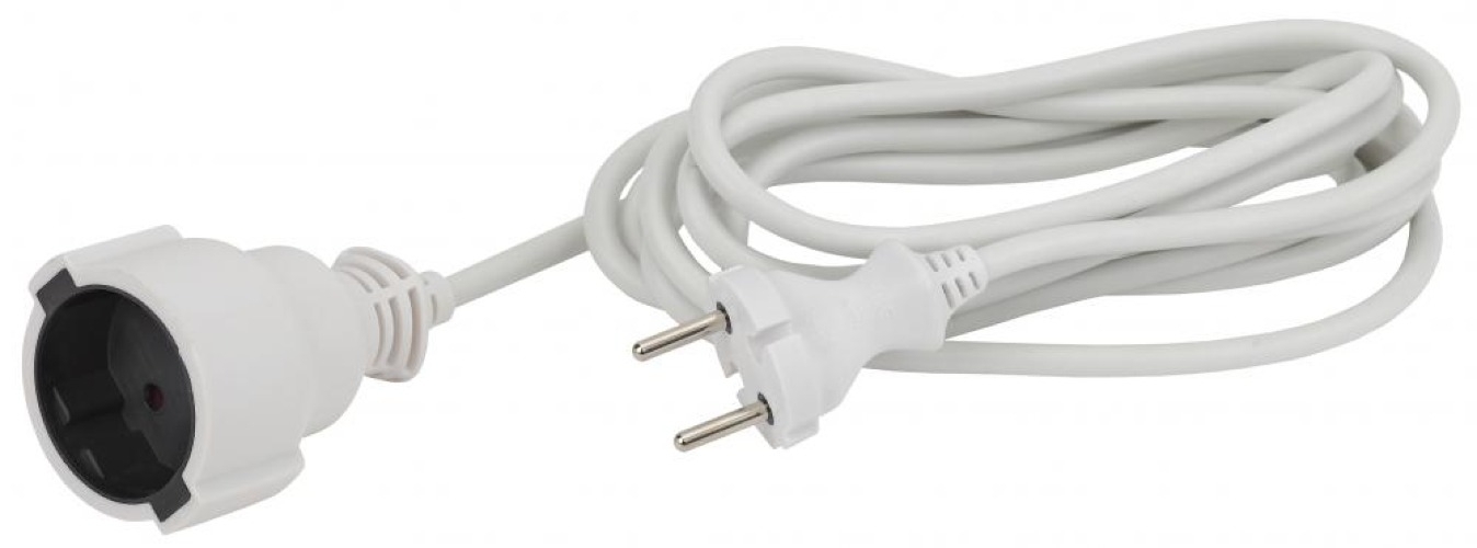 Удлинитель бытовой ЭРА UX без заземления, белый, 1 розетка, кабель ПВС, длина 3м, 6А, IP20 / электрика