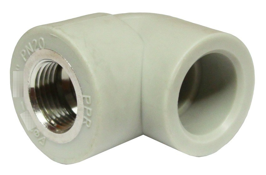 Угол сантехнический FV-Plast / ФВ-Пласт колено с внутренней металлической резьбой, полипропилен, серый, резьба 1/2дюйма, диаметр присоединения 20мм / водоснабжение