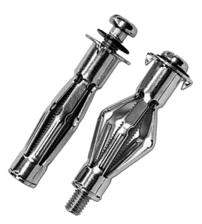 Дюбель KEW / Кев MOLLY бабочка для пустотелых конструкций с винтом, металлический, серый, 4×12мм, 4шт. / крепеж и фурнитура