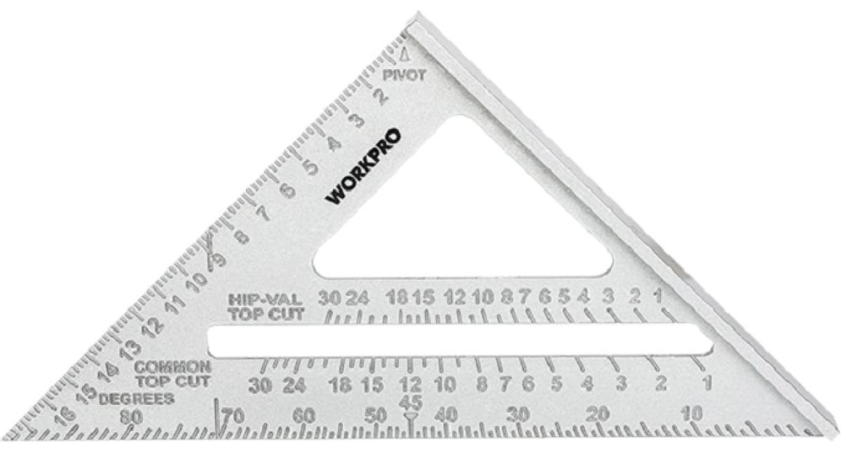 Угольник строительный WORKPRO / Воркпро Свенсона кровельный, из алюминия, серый, размер 180мм / инструменты