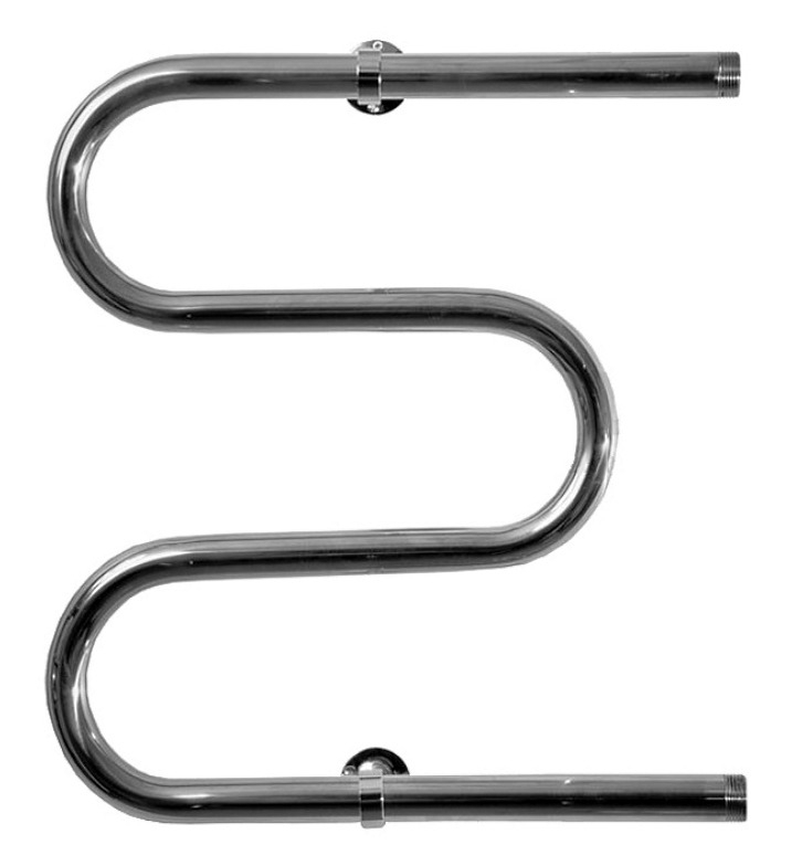 Полотенцесушитель водяной ТРУГОР М1" М-образный с внешней резьбой, горизонтальное подключение, из нержавеющей стали, хром, 1дюйм, 600х500х150мм, 166Вт / отопление