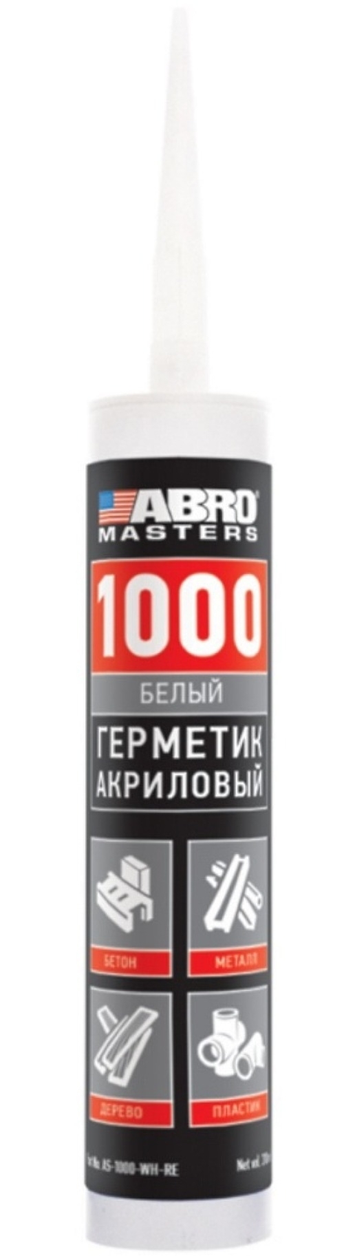 Герметик акриловый ABRO Masters / Абро Мастер 1000 универсальный, белый, 310мл / строительство и ремонт