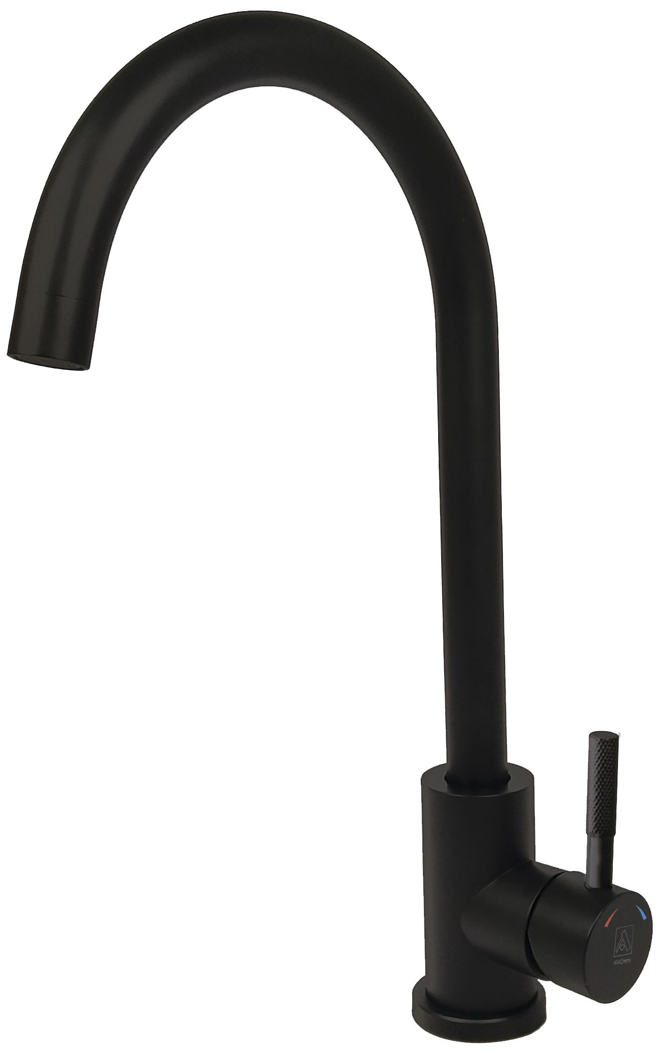 Смеситель ARGO / Арго SOLID black для кухни, однорычажный, из нержавеющей стали, цвет черный, излив 350мм / сантехника