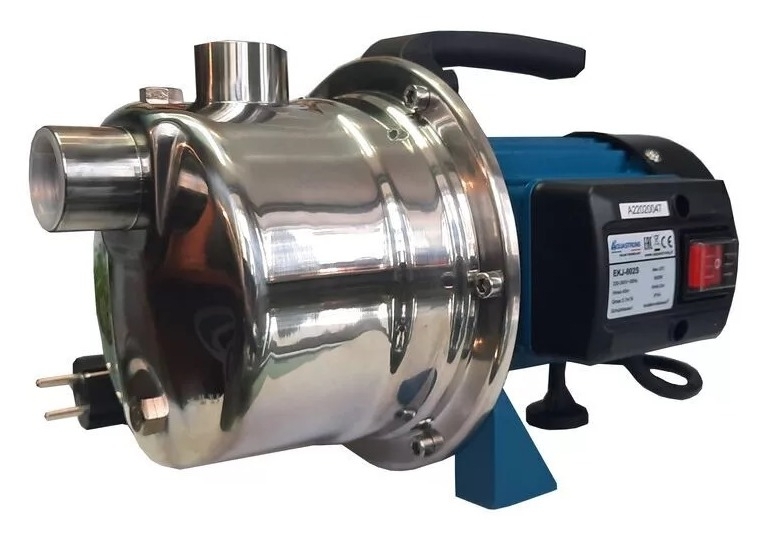 Поверхностный насос Aquastrong / Аквастронг EKJ-1002S самовсасывающий, из нержавеющей стали, 75л/мин, глубина 8м, напор 45м, 220В, IPX4, 1000Вт / дом и сад