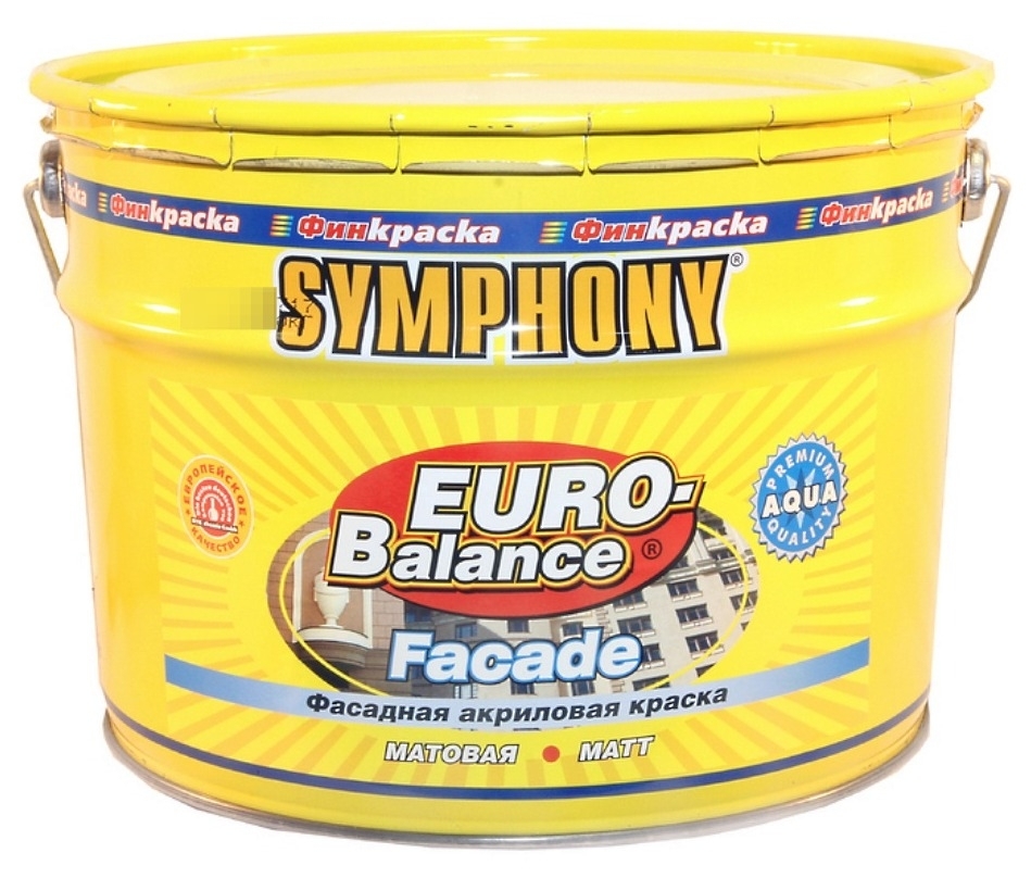 Фасадная краска Symphony / Симфония EURO-Balance Facade Aqua силоксан LC щелочестойкая, акриловая, прозрачная, матовая, 0.9л / лакокрасочные материалы