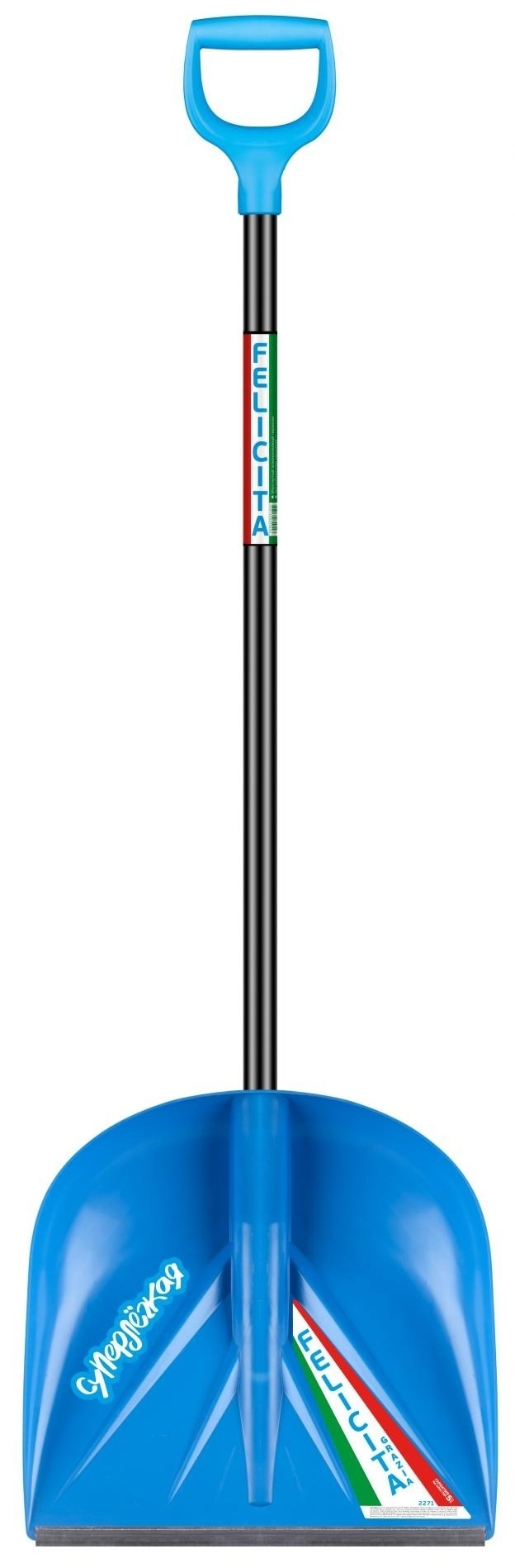 Лопата Центроинструмент Феличита для уборки снега с рукояткой, из алюминия и пластика, ковш 410х190мм / садовый инструмент