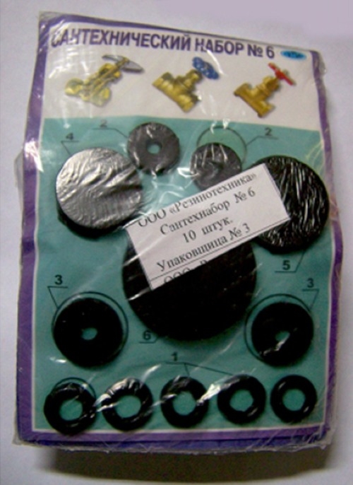 Набор сантехнических прокладок Резинотехника №6 универсальный для герметизации соединений, из резины, 12шт. / водоснабжение