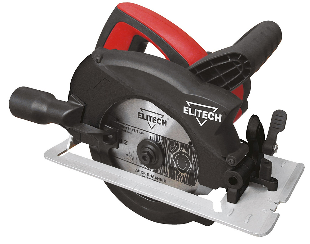 Дисковая пила Elitech / Элитек ПД 1355 полупрофессиональная, 48 зубьев, черная, посадочный диаметр 20мм, диск 160мм, глубина 53мм, 1300Вт / инструменты