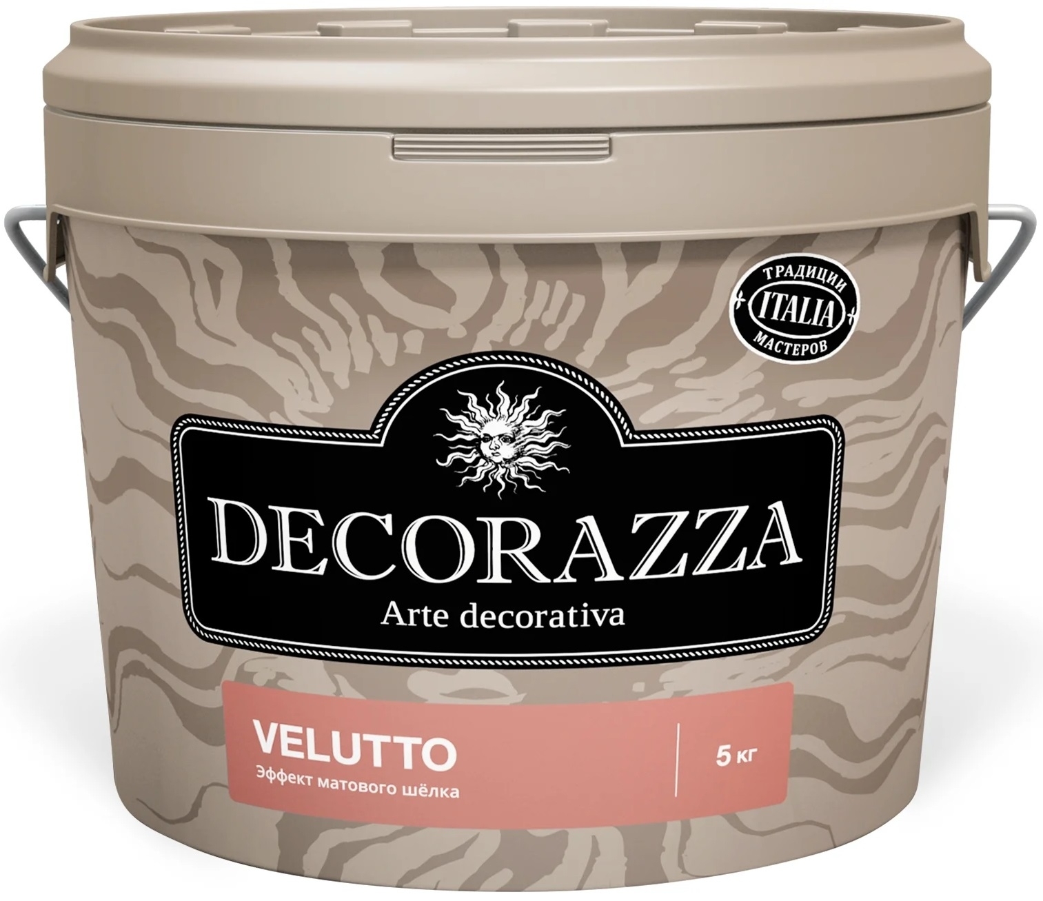 Декоративное покрытие Decorazza / Декорацца Velluto VT 001 с эффектом матового шелка, шелковисто-матовое, на акриловой основе, 5кг / лакокрасочные материалы