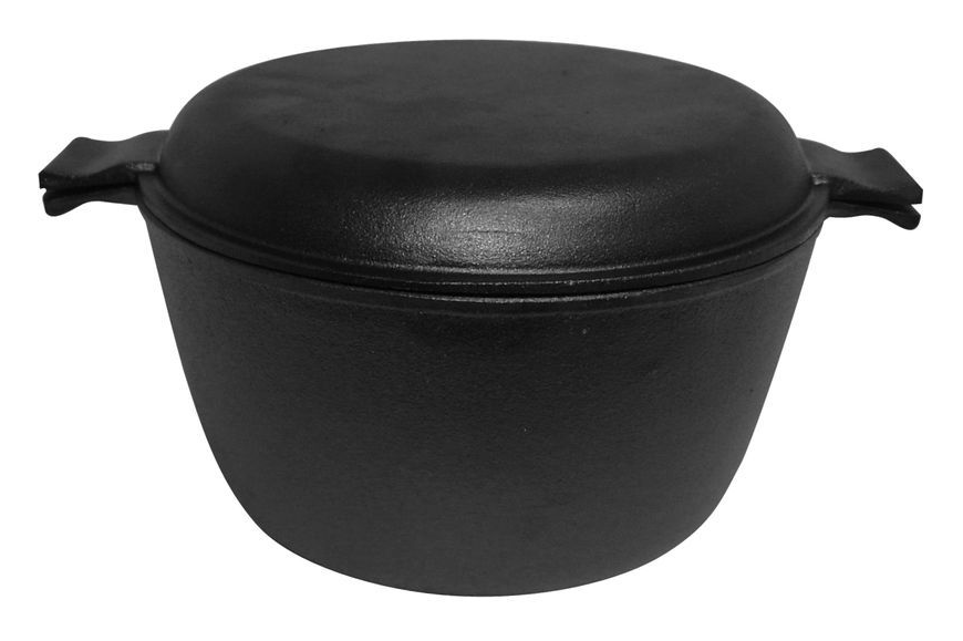 Кастрюля Mallony / Маллони СС-24/45 с крышкой-сковородкой, из чугуна, диаметром 24см, высотой 15.3см, объемом 4.5л / посуда для кухни