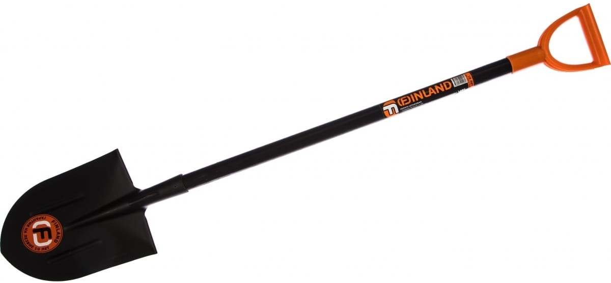 Лопата штыковая FINLAND / Финланд сварная, с ребром жесткости, с черенком, из рельсовой стали, 132см / садовый инструмент