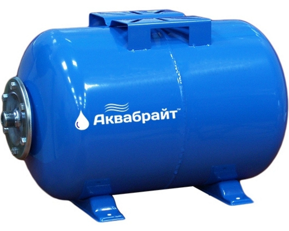 Гидроаккумулятор Аквабрайт ГМ-24 Г горизонтальный, из стали, синий, объемом 24л / водоснабжение