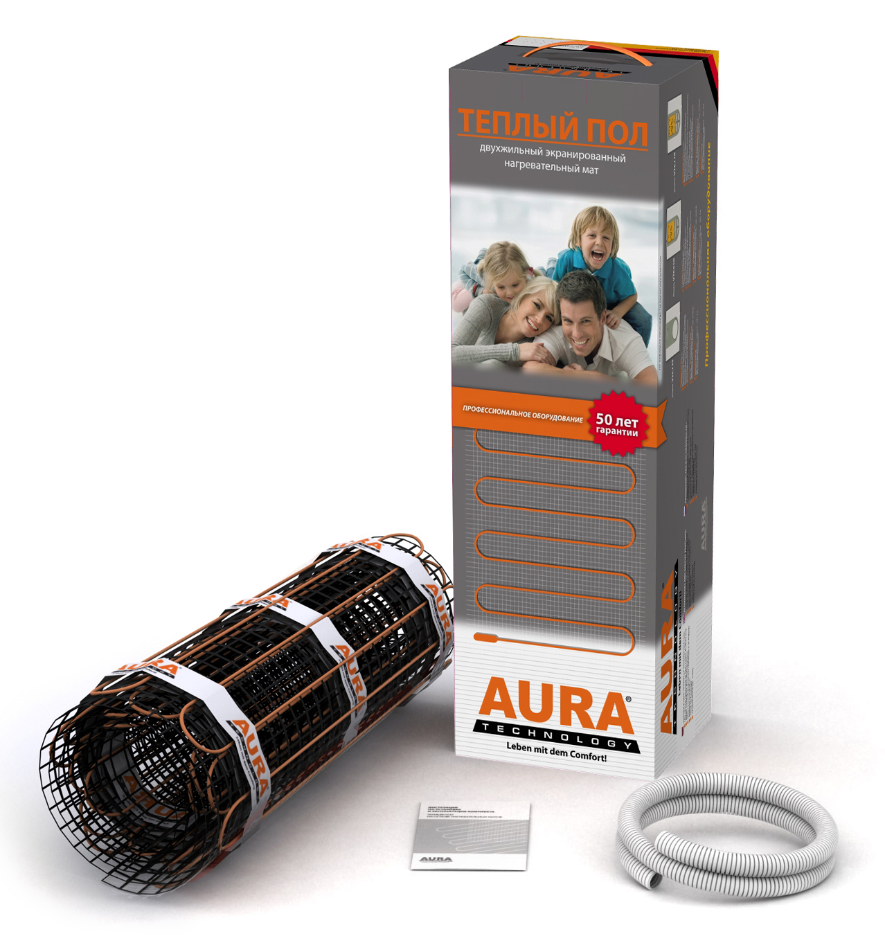 Нагревательный мат Aura / Аура Heating МТА 600-4.0 с двужильным экранированным кабелем, на армирующей сетке, 230В, 8х0.5м, 600Вт / теплый пол
