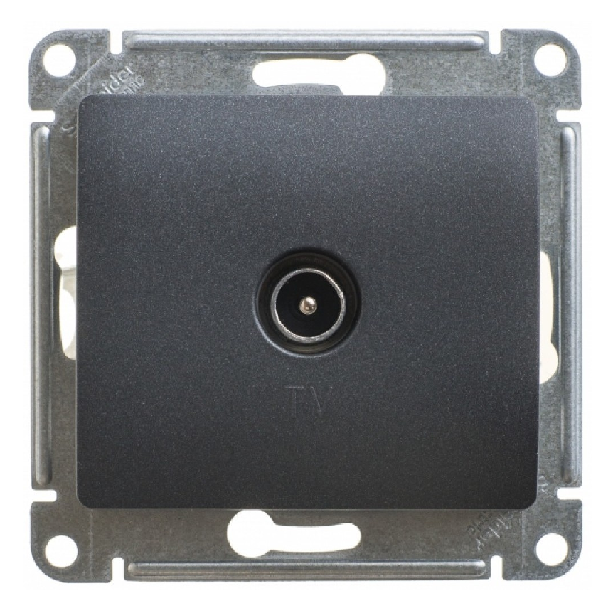 Розетка Schneider Electric / Шнайдер Электрик GLOSSA GSL000792 TV 1-местная проходная, из пластика, цвет антрацит, 71×71×35мм, IP20 / электрика
