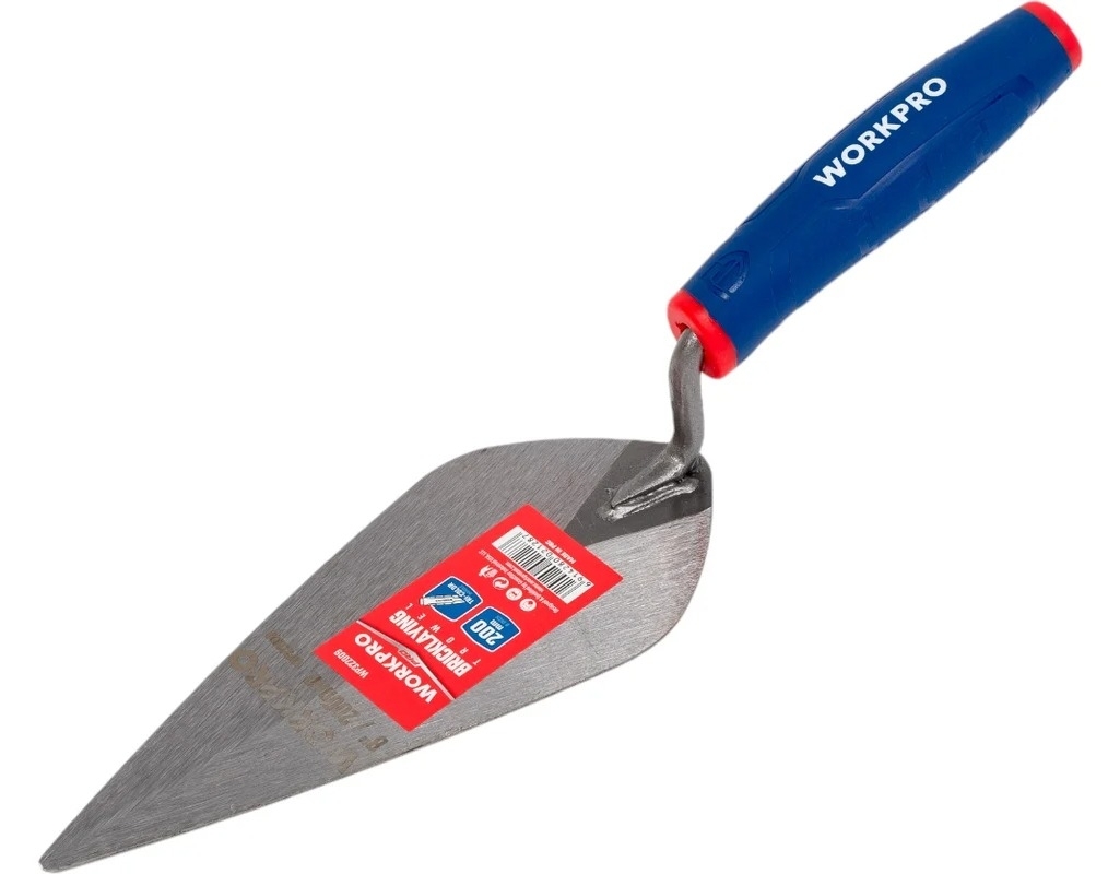 Кельма WORKPRO / Воркпро WP322009 каменщика для кирпичной кладки, с ручкой, стальная, 200х100мм / малярные и отделочные инструменты