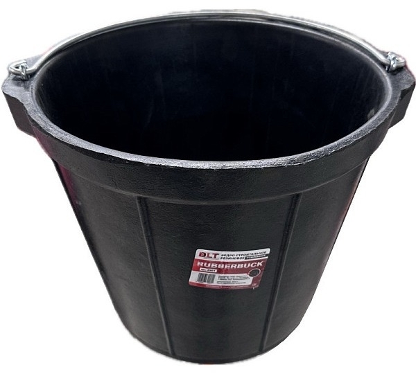Ведро строительное DLT / ДЛТ RUBBERBUCK круглое гибкое с ручкой, пластиковое, черное, 10л / строительство и ремонт