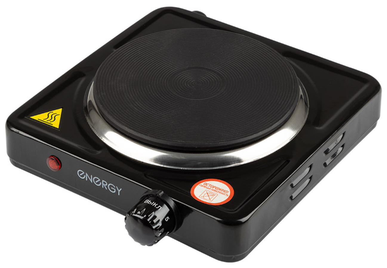 Электрическая плита Energy / Энерджи EN-901B настольная, стальная, с одной чугунной конфоркой 155мм, черная, 1000Вт / товары для дома